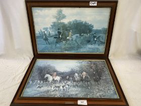 Framed and glazed hunting print by Heywood Hardy; together with a matching print of a Steeplechase