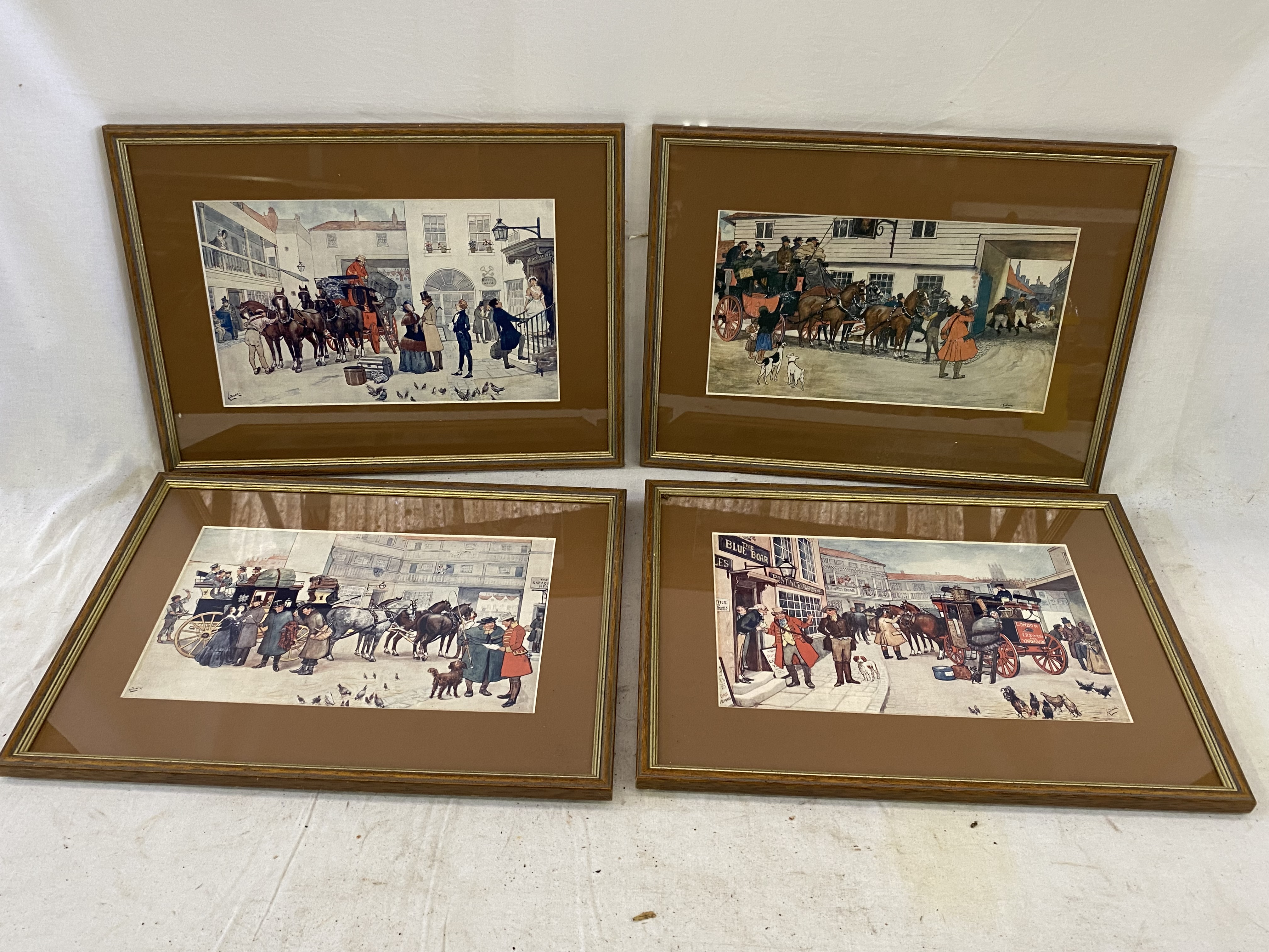 A set of four framed and glazed Dickens themed Ludovici coaching prints - Image 6 of 6