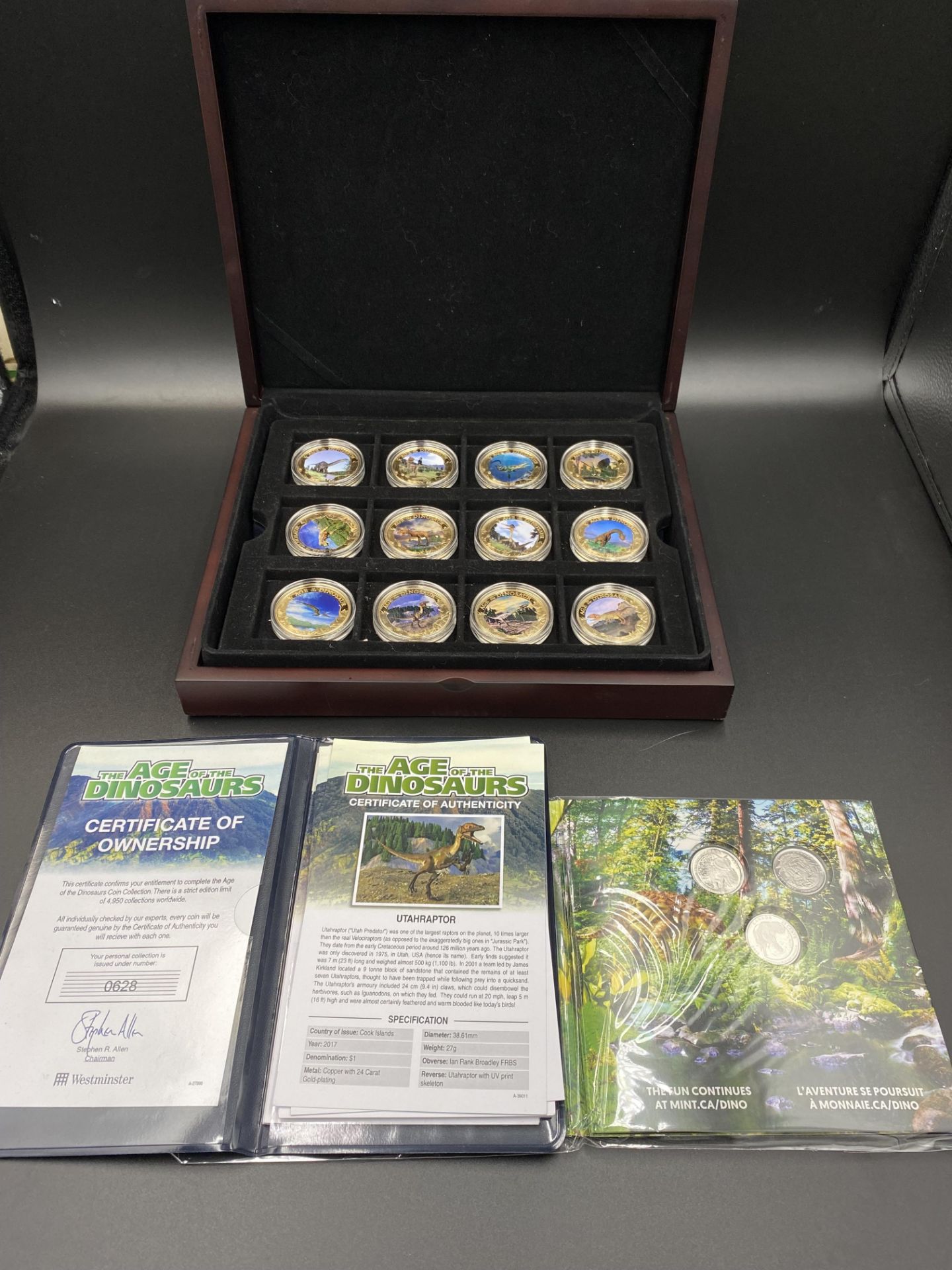 Westminster Coins, the Age of the Dinosaurs, 24 limited edition 24ct gold plated coins