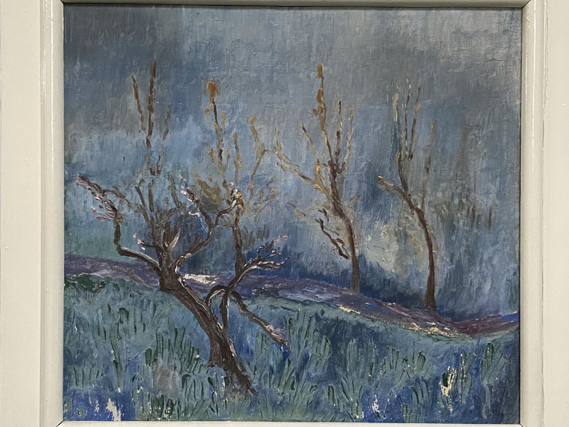 Framed oil on canvas of a winter landscape - Image 2 of 5