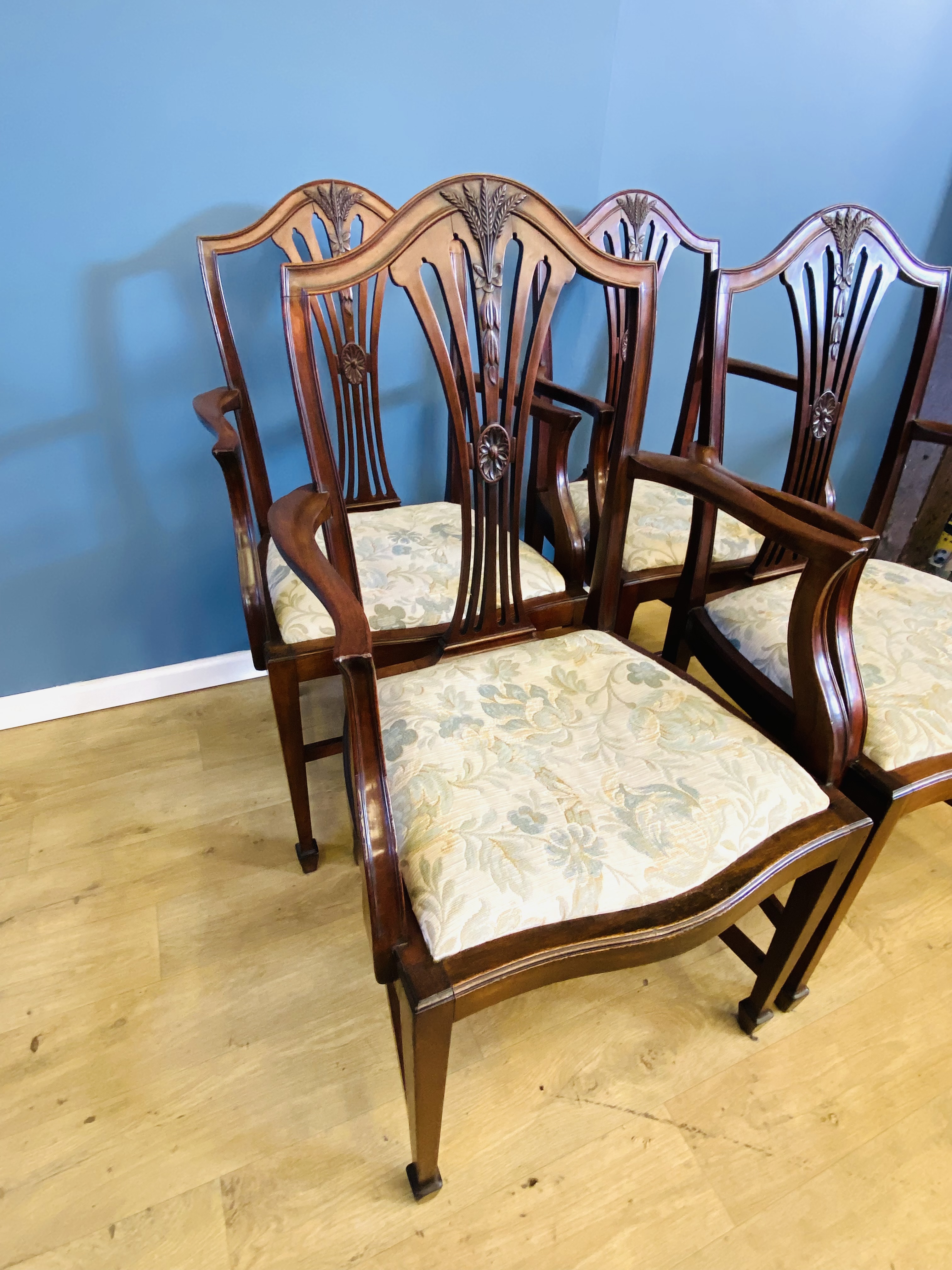 Four Hepplewhite style mahogany armchairs - Image 2 of 4