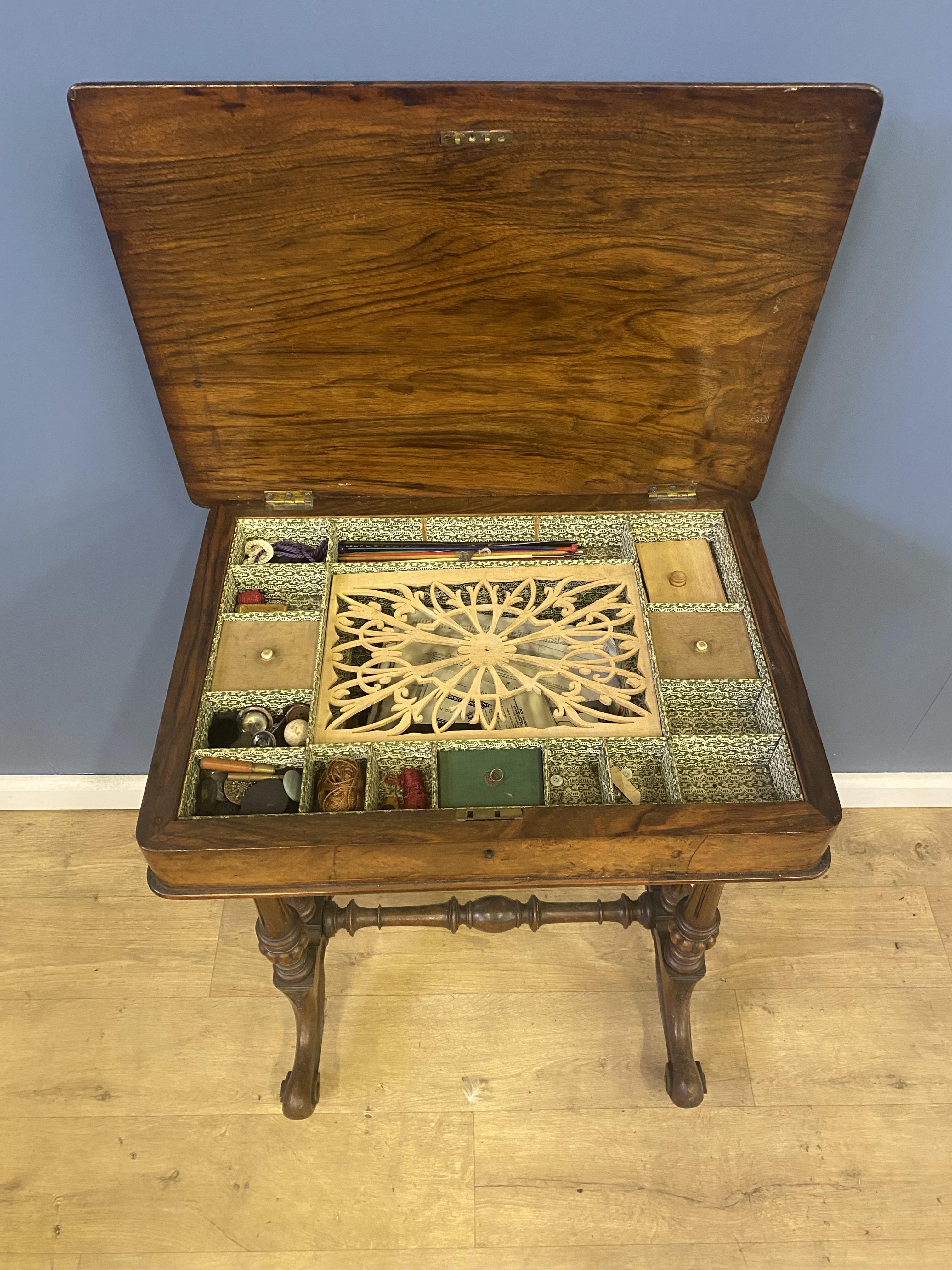 Victorian mahogany workbox - Image 5 of 6