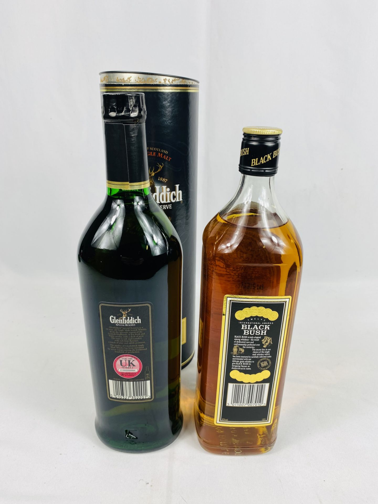 1L bottle Bushmills Black Bush Irish whisky; together with a 1L bottle of Glenfiddich whisky. - Image 2 of 3