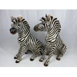 A pair of Italian ceramic zebras