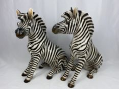 A pair of Italian ceramic zebras