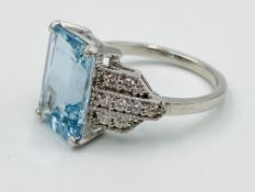 18ct white gold, aquamarine and diamond ring