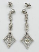 Pair of French diamond drop earrings