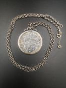 1741 8 reales coin in silver mount and chain