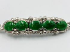 14ct white gold and jade bracelet