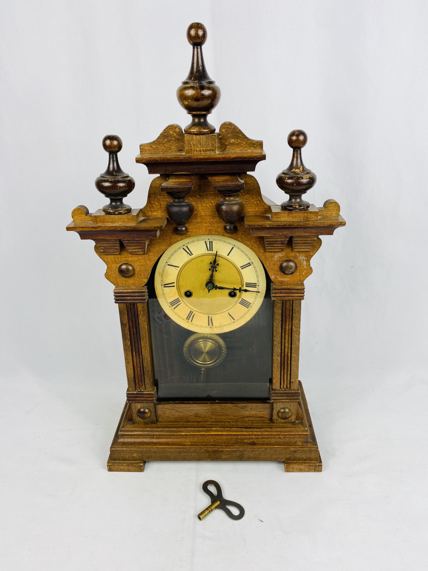 Pine cased mantel clock - Image 4 of 4