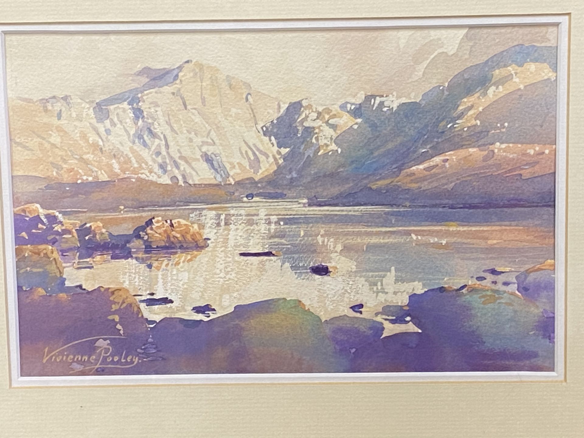 Framed and glazed watercolour of a lake - Image 3 of 4