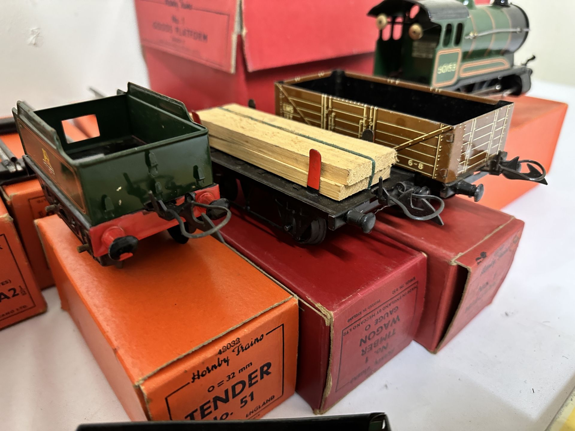 Hornby 0 gauge locomotive, tender, track and platform in boxes - Image 2 of 7