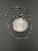 Maria Theresa 1780 thaler in silver mount on silver chain