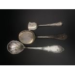 Two 800 standard silver serving spoons and one other