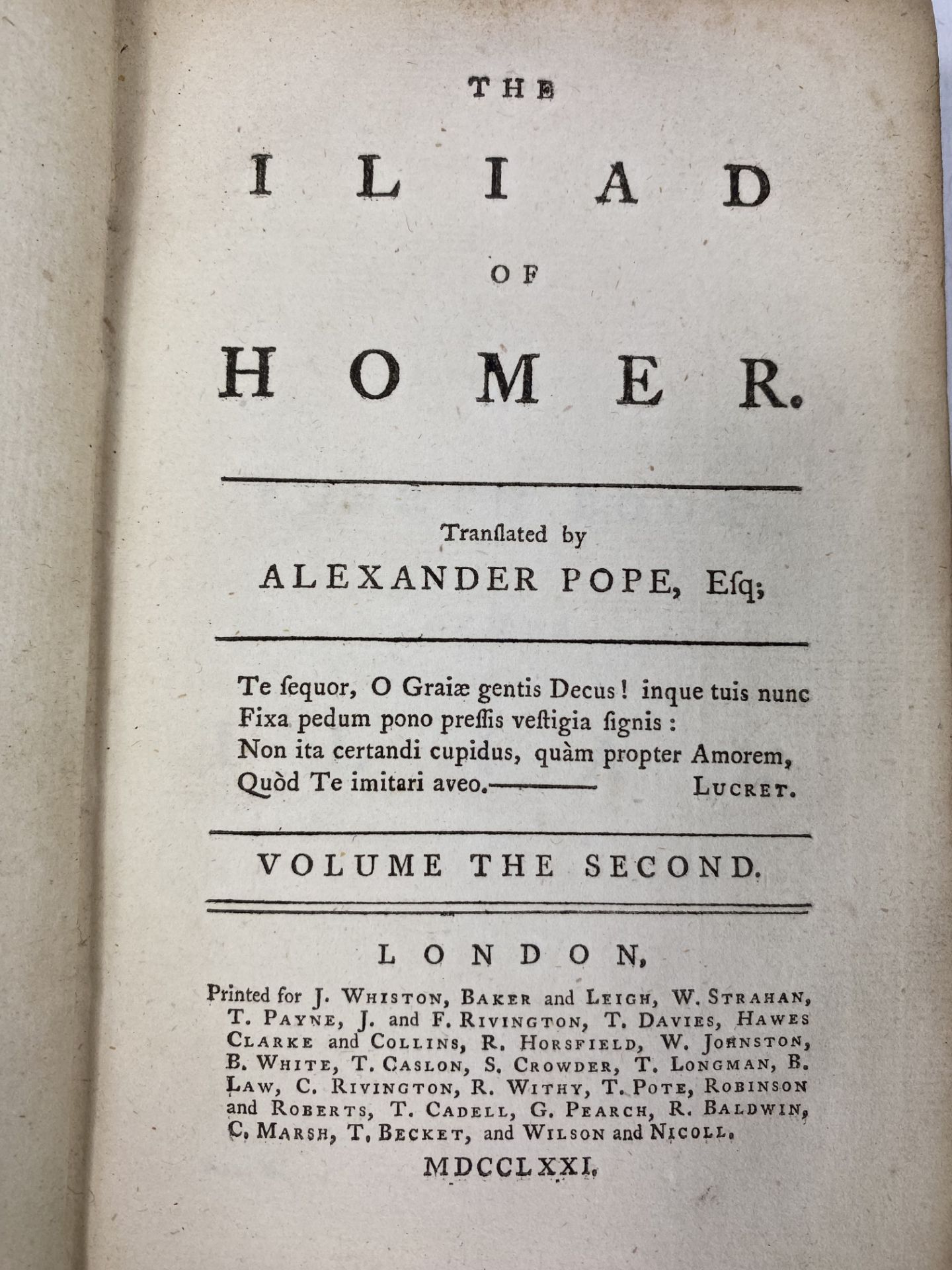 The Iliad of Homer translated by Alexander Pope, 1771 - Image 2 of 2