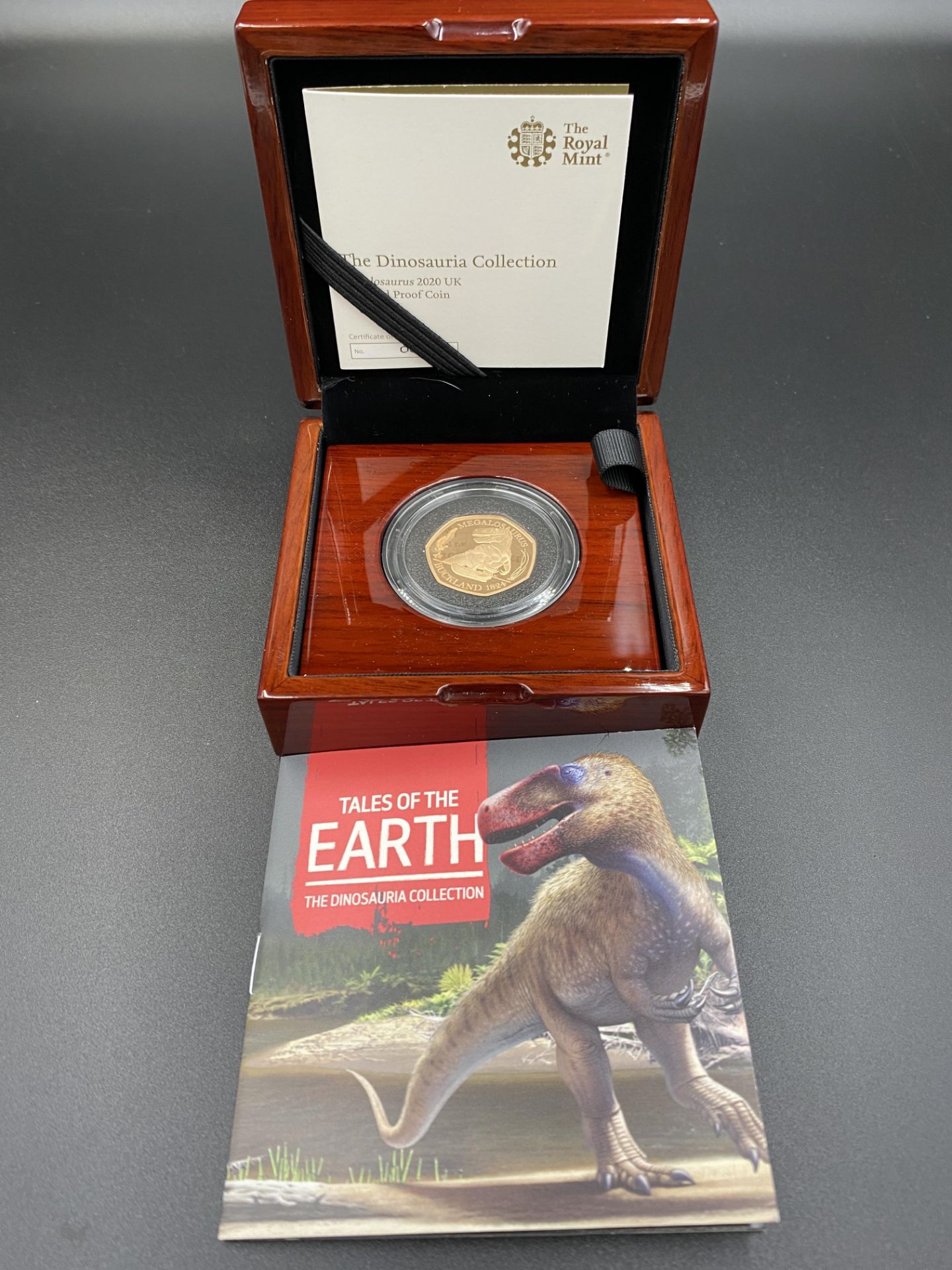 Royal Mint Dinosauria Collection limited edition Megalosaurus 2020 UK 22ct 50p gold proof coin - Image 5 of 5