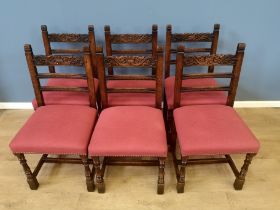 Set of six oak ladderback chairs