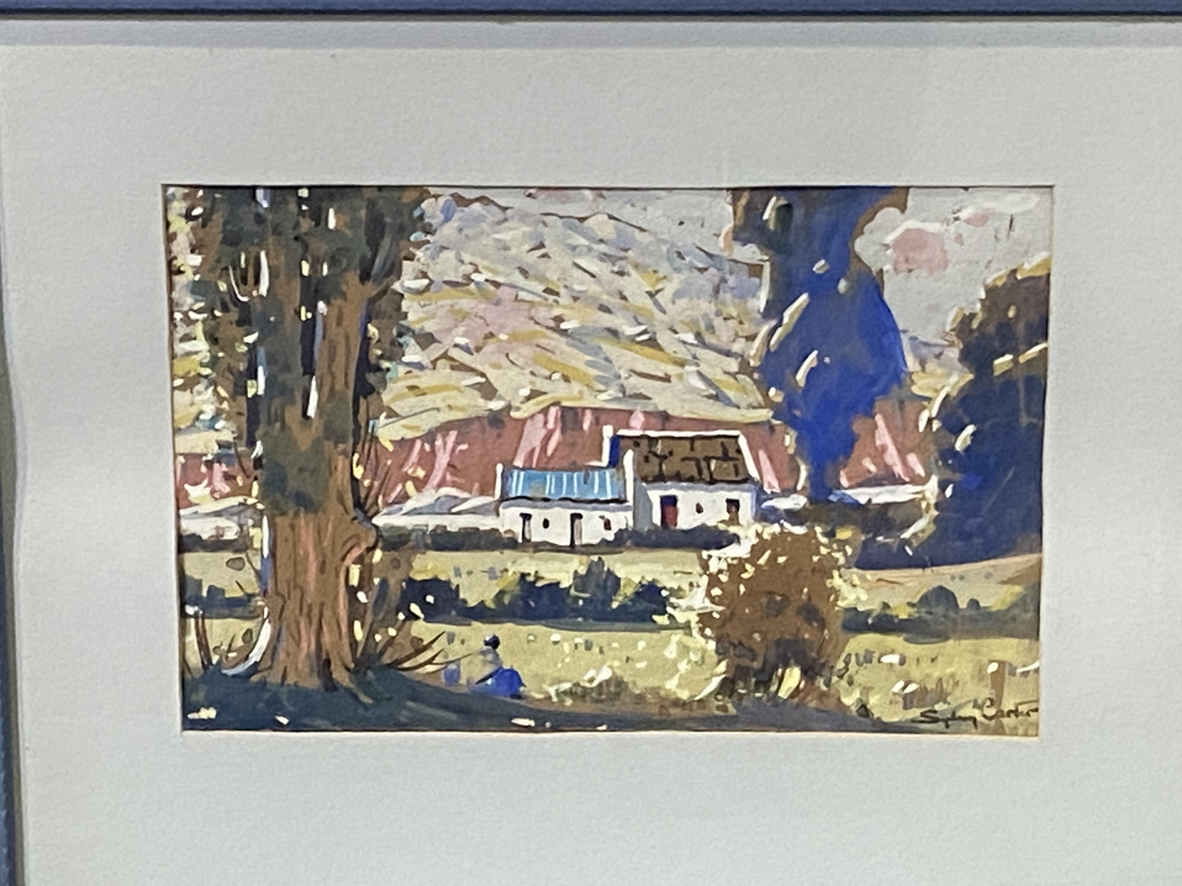 Sydney Carter (South African 1874-1945), framed and glazed watercolour of a house in Africa - Image 4 of 4