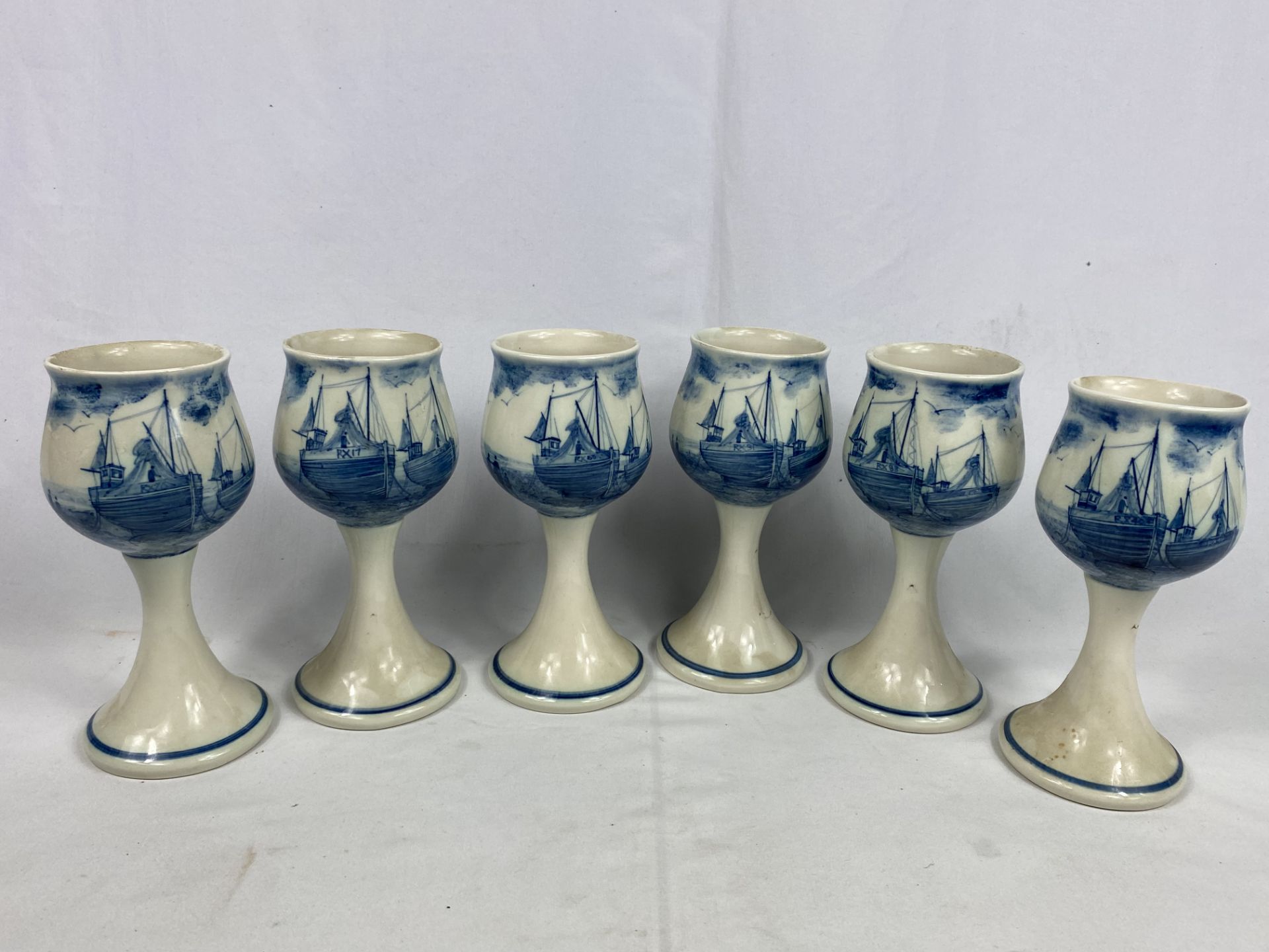 Six Iden Pottery goblets