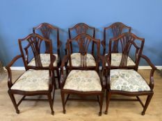 Six Hepplewhite style mahogany armchairs