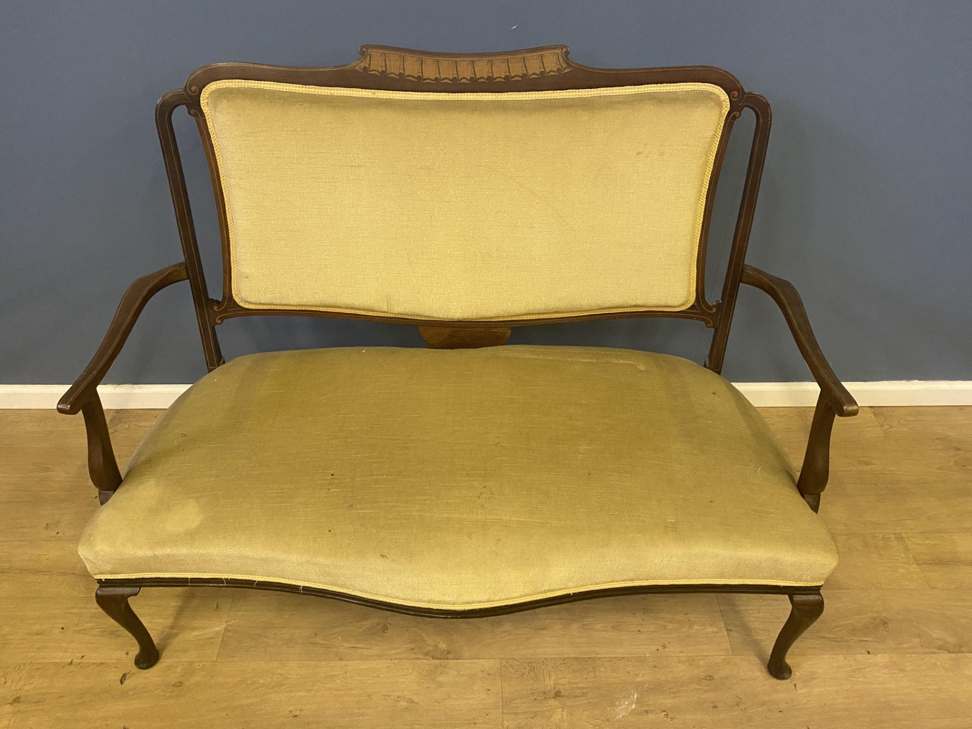 Mahogany settee with upholstered seat