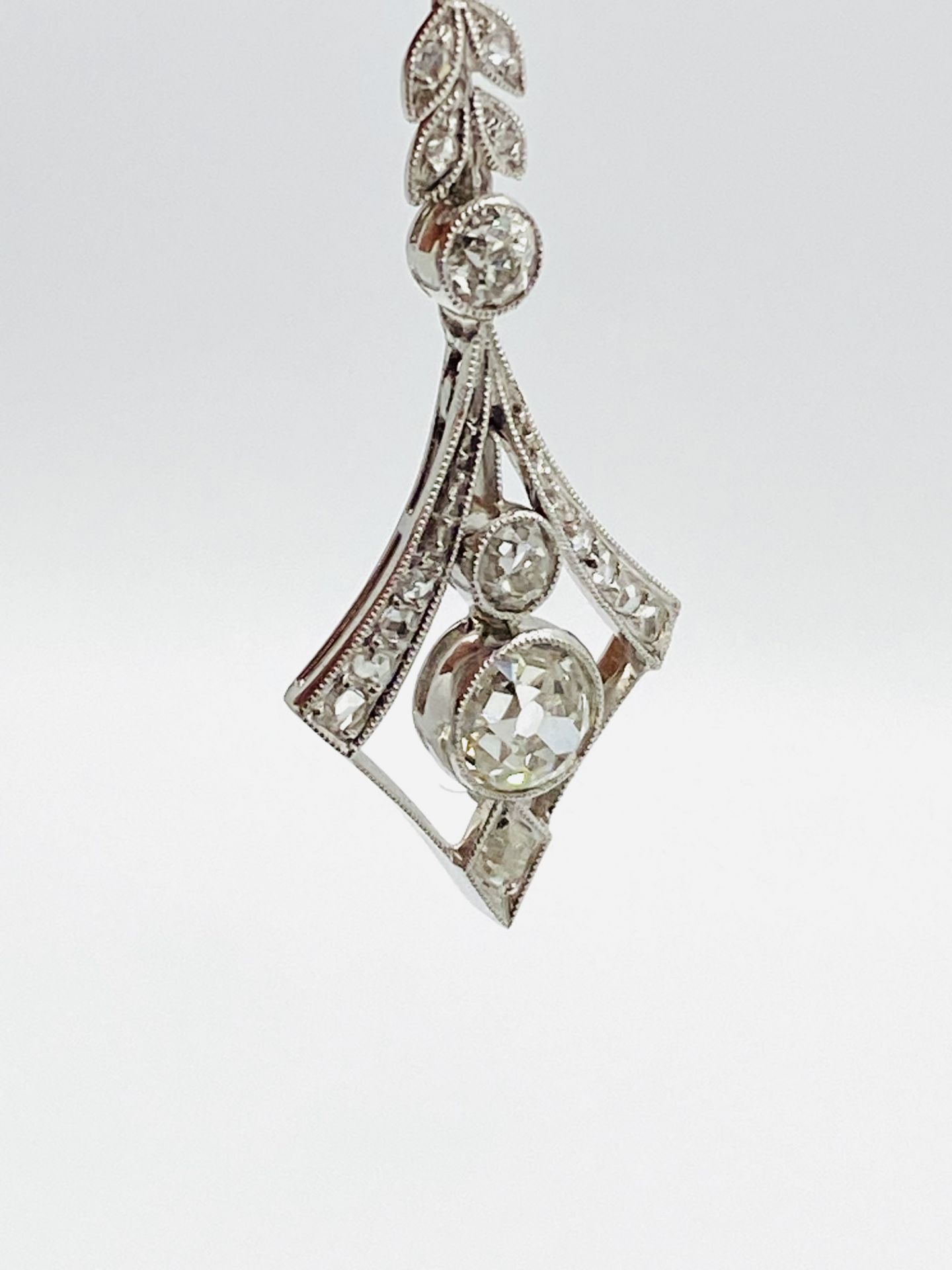 Pair of French diamond drop earrings - Image 5 of 5