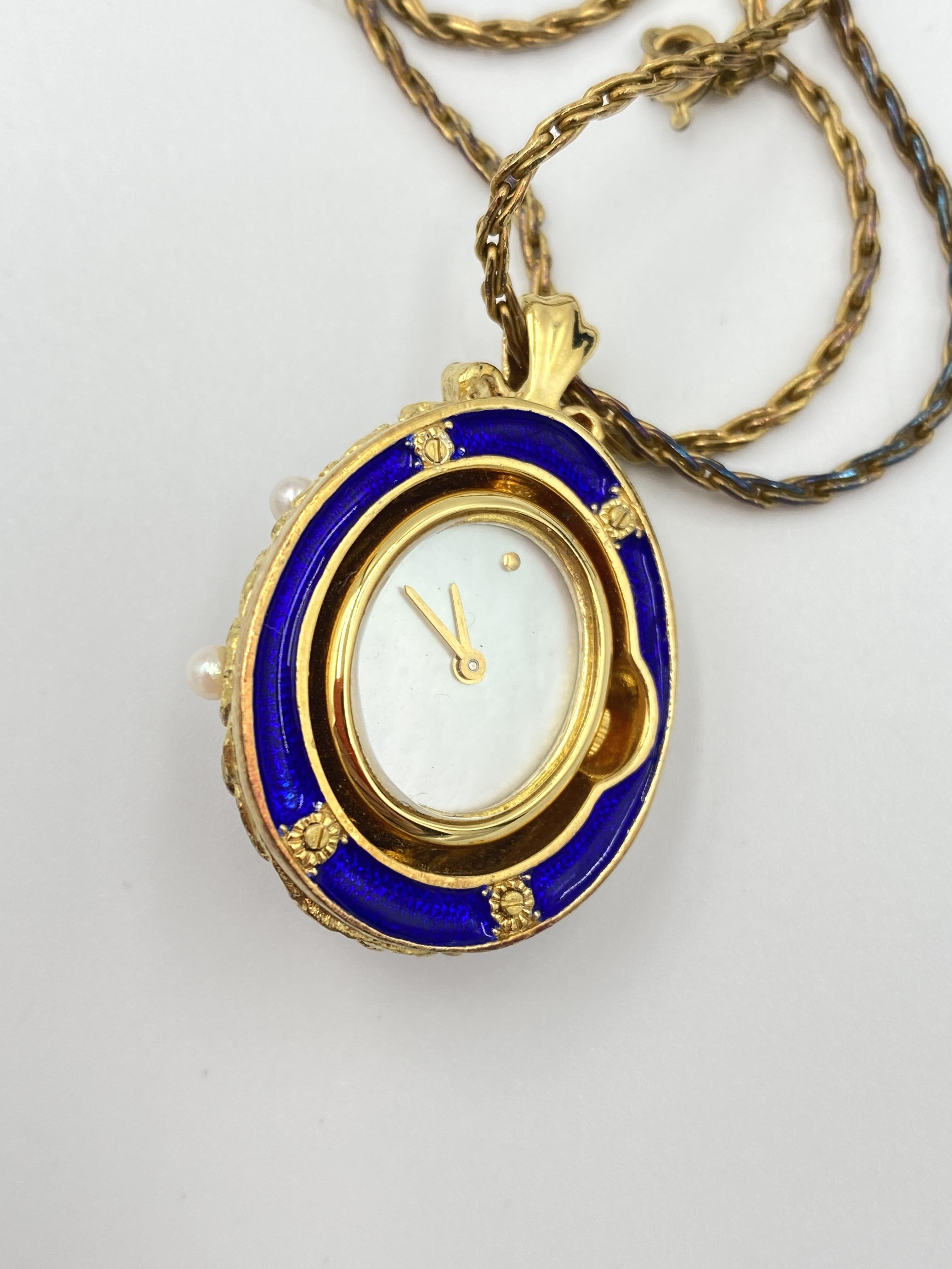 Franklin Mint pendant with watch on chain marked 925. - Image 3 of 4