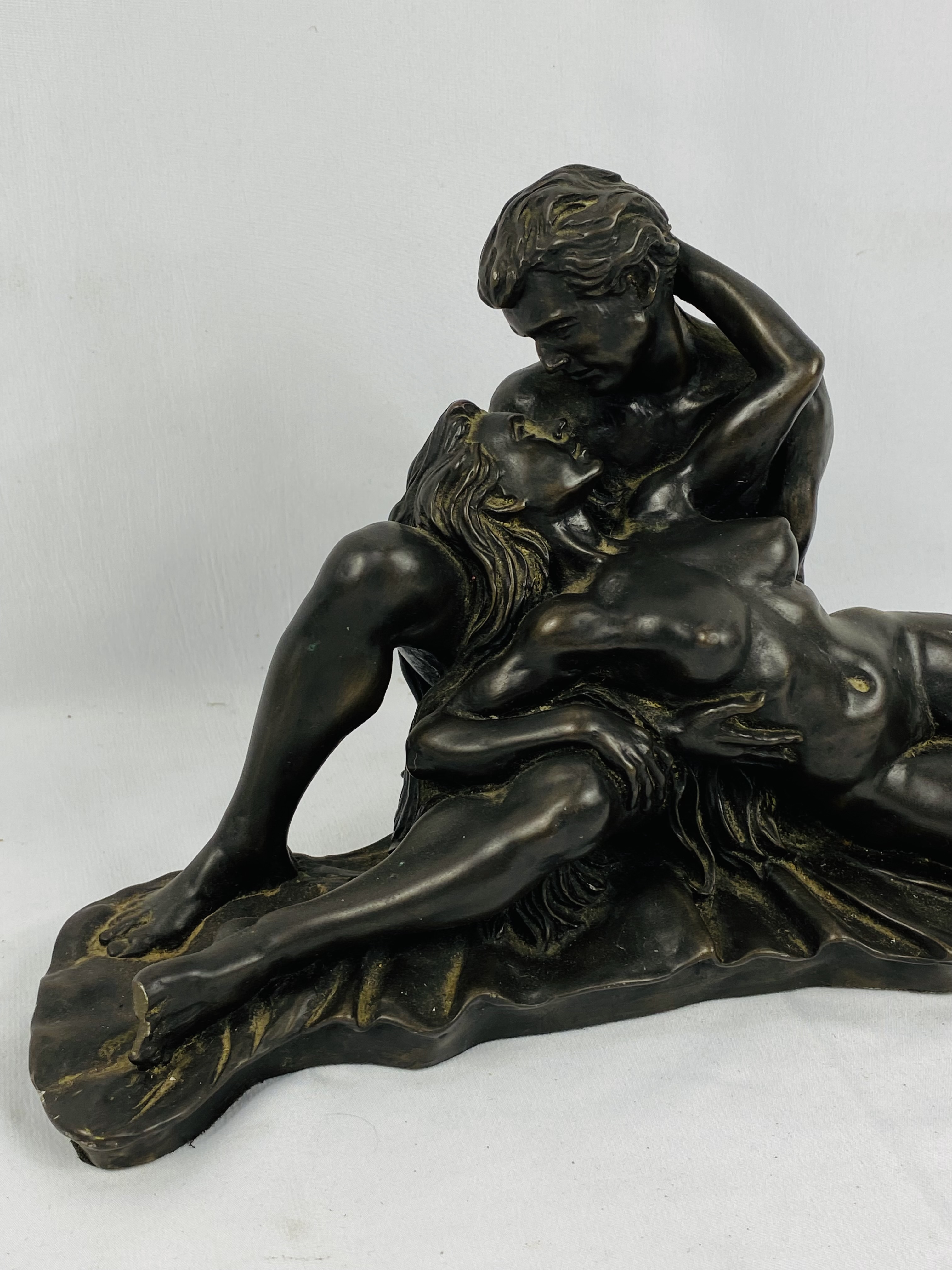 Resin bronzed sculpture of lovers embracing, signed R Cameron - Image 4 of 4