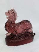 Amethyst coloured glass Dog of Foo paperweight