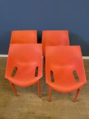 Set of four Kartell Dr YES orange/red stackable chairs