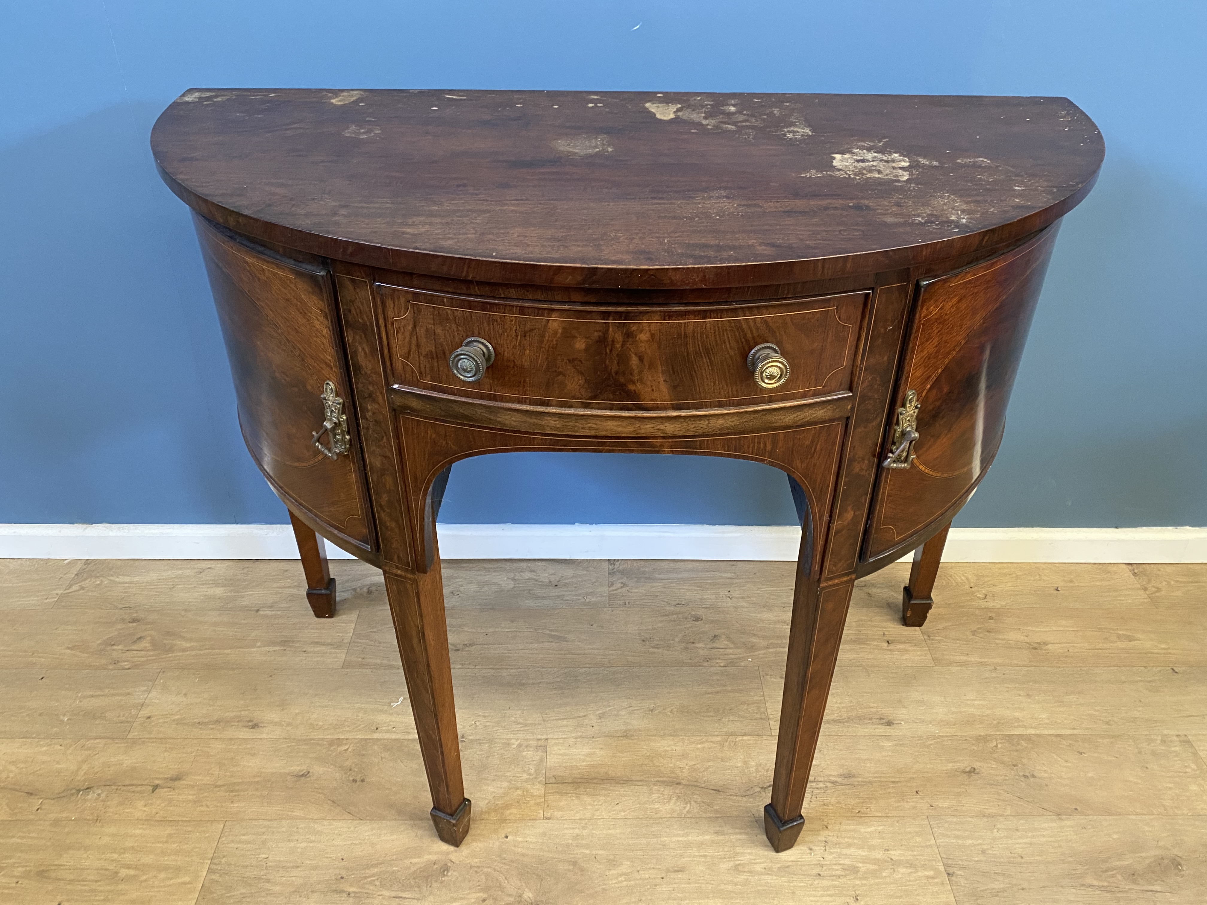 Mahogany demi lune sideboard