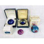 Four boxed Caithness paperweights