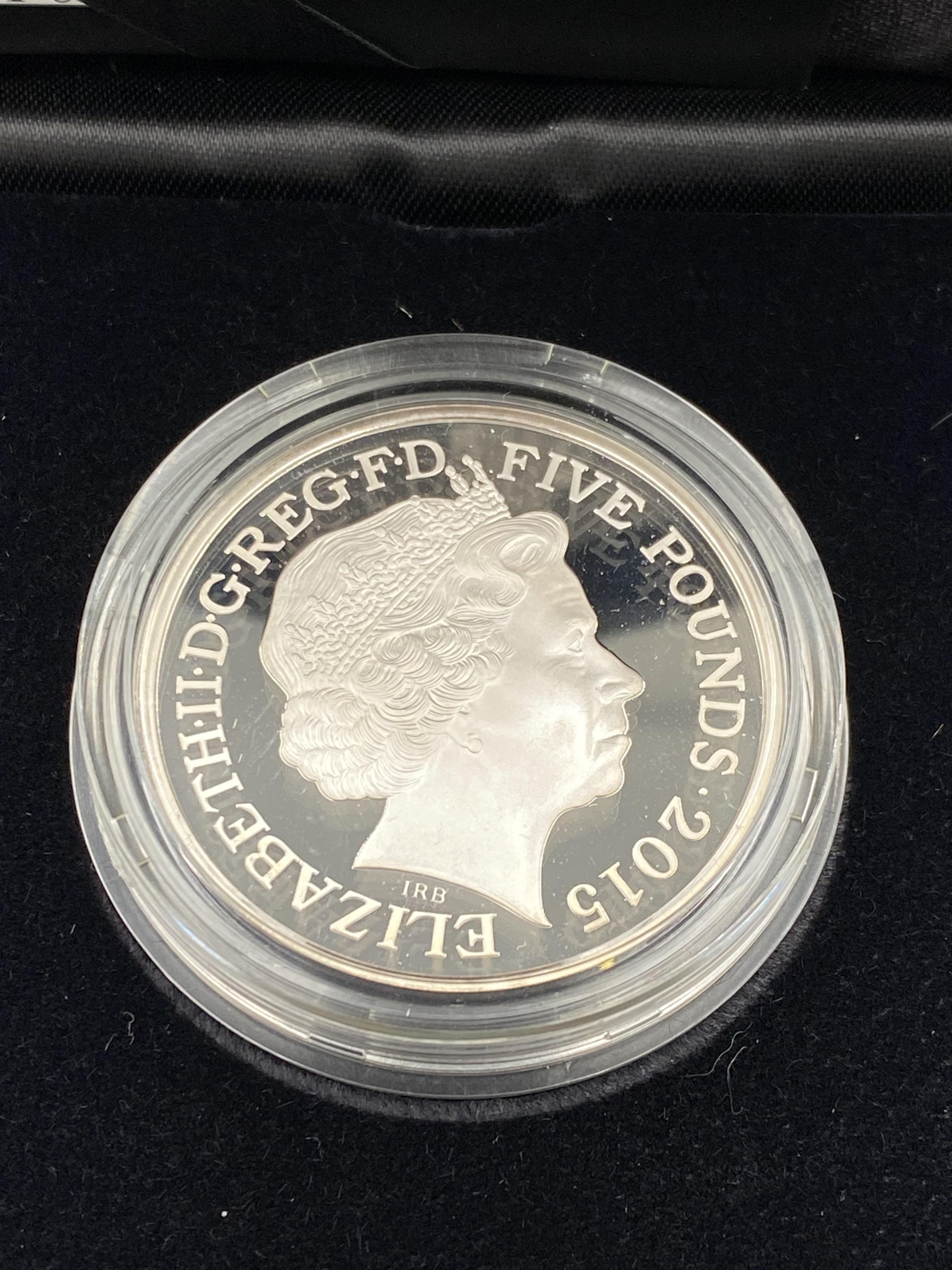 Royal Mint 50th Anniversary of the Death of Winston Churchill 2015 £5 silver proof coin - Image 3 of 3