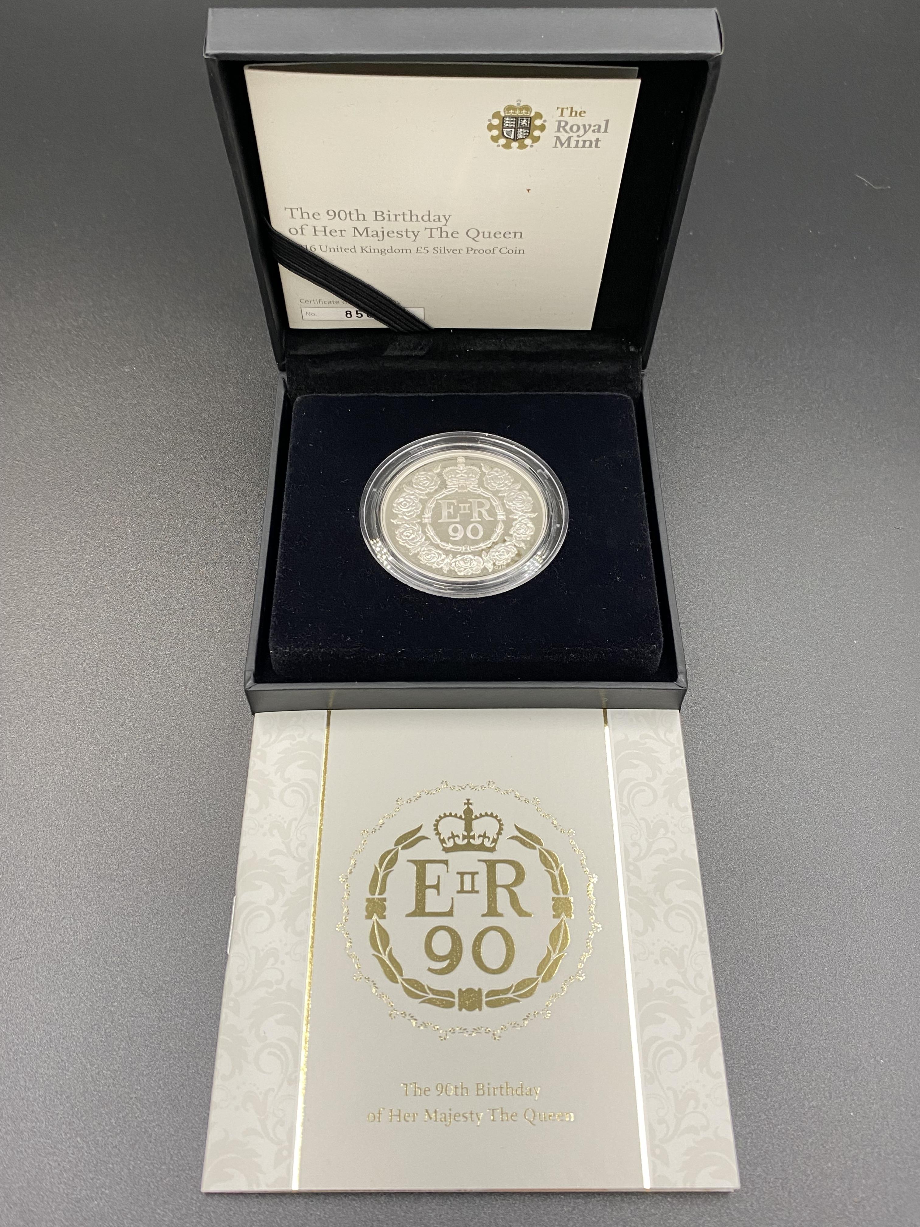 Royal Mint 90th Birthday of Her Majesty The Queen £5 silver proof coin - Image 2 of 4