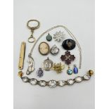 A cameo brooch, a gilt metal bracelet and a quantity of costume jewellery