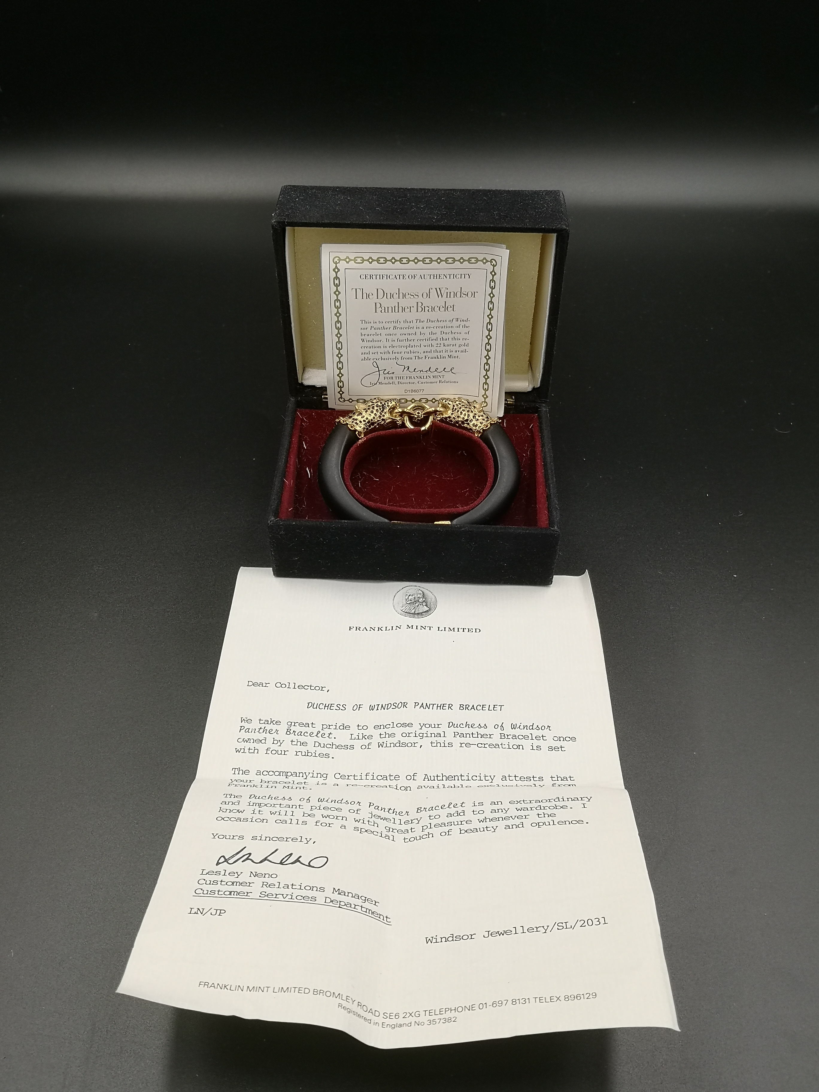 Franklin Mint Duchess of Windsor panther bracelet with certificate of authenticity. - Image 5 of 5