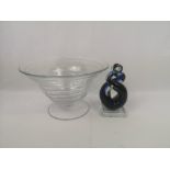 LSA glass bowl together with an art glass sculpture