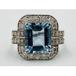 18ct white gold, aquamarine and diamond ring