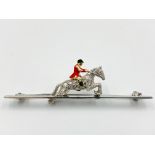 18ct diamond and enamel jockey pin