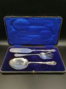 Silver serving set in fitted box