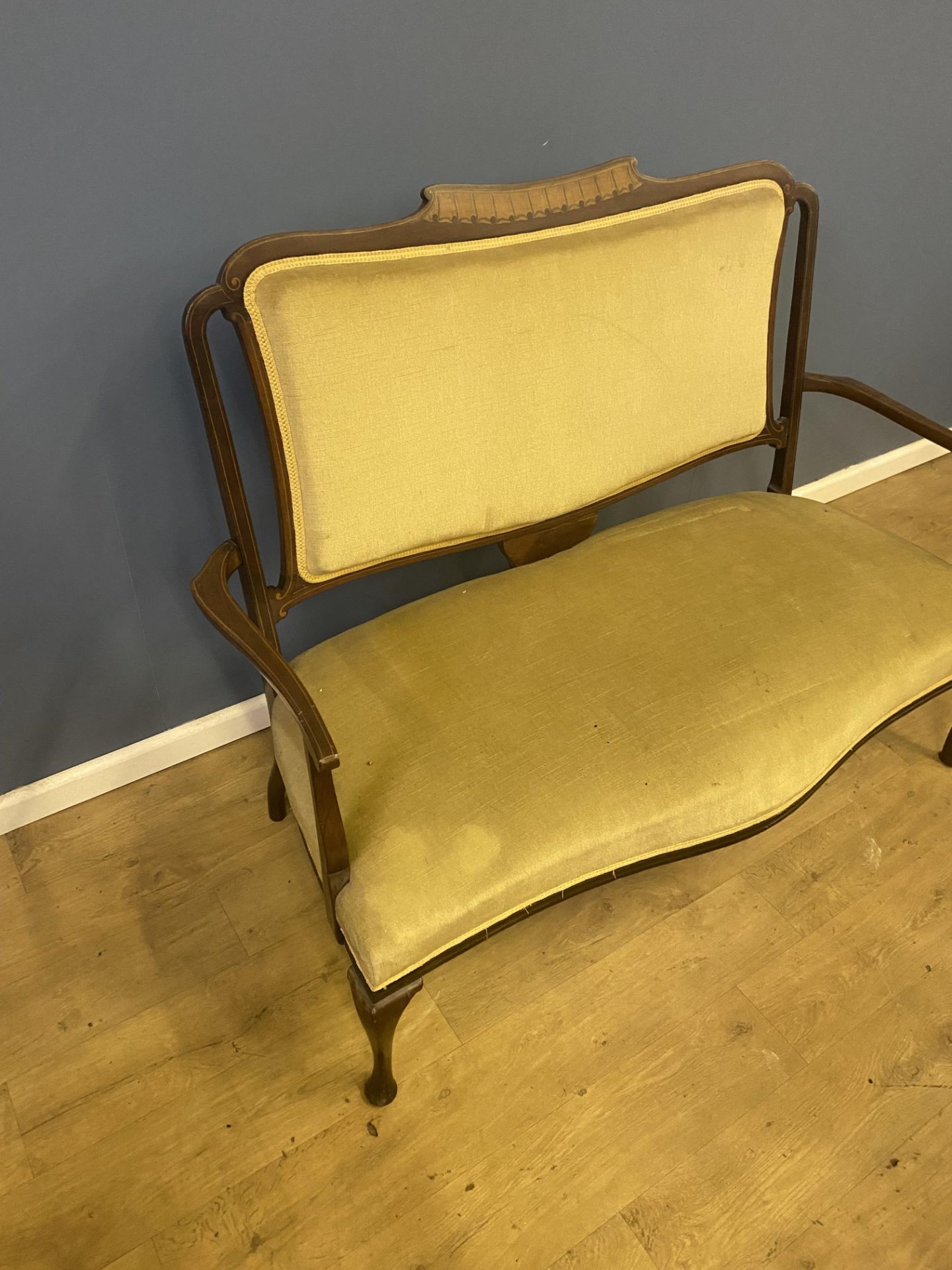 Mahogany settee with upholstered seat - Image 3 of 3