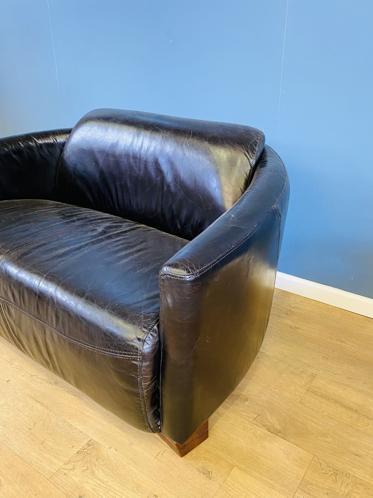 Leather art deco style settee - Image 2 of 5