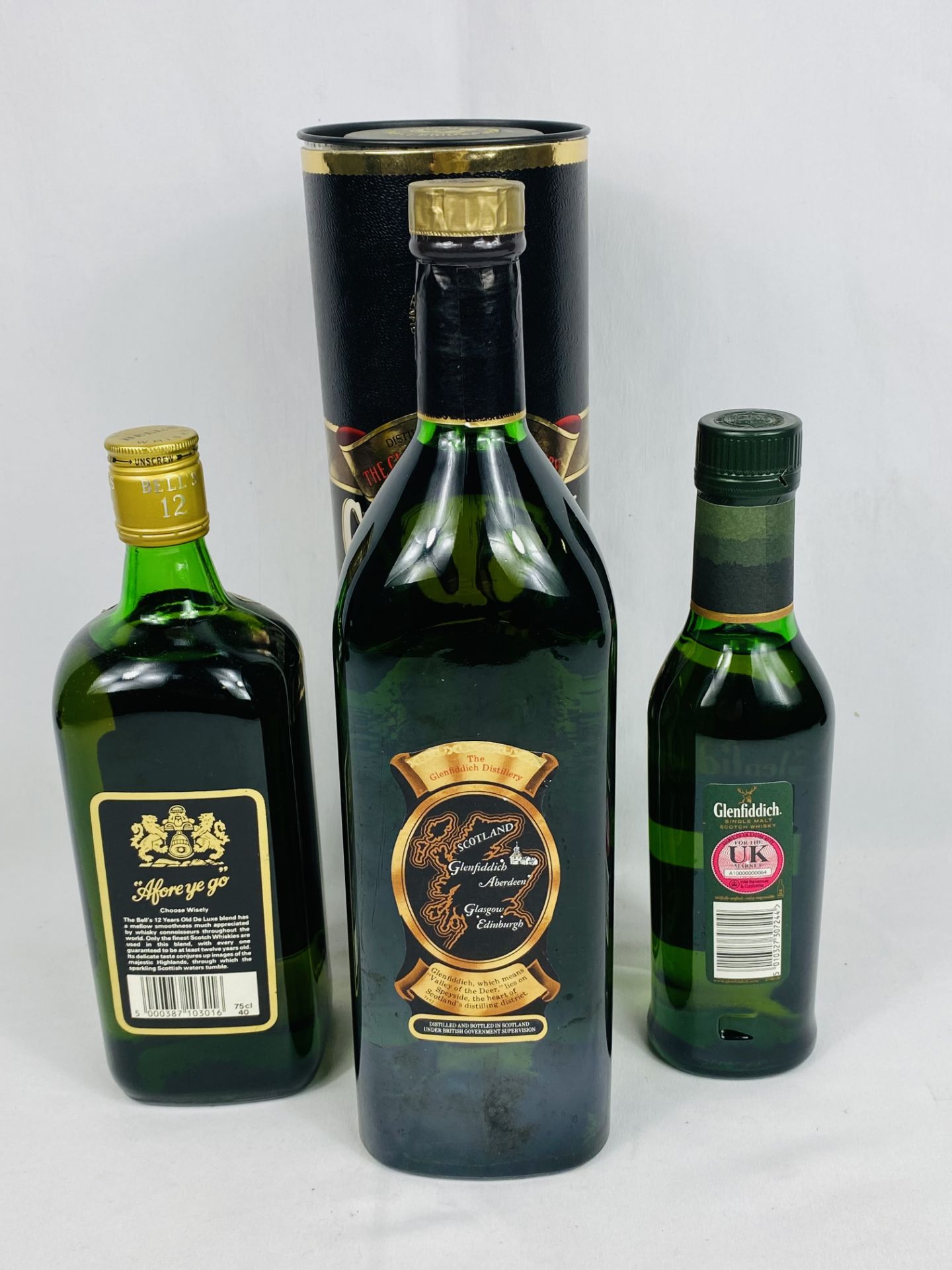 Two bottles of Glenfiddich whisky and a bottle of Bells whisky - Image 2 of 2