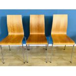 Three contemporary bentwood chairs
