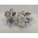 Seven Continental porcelain figurines