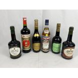 1L bottle of Dubonnet together with five other bottles