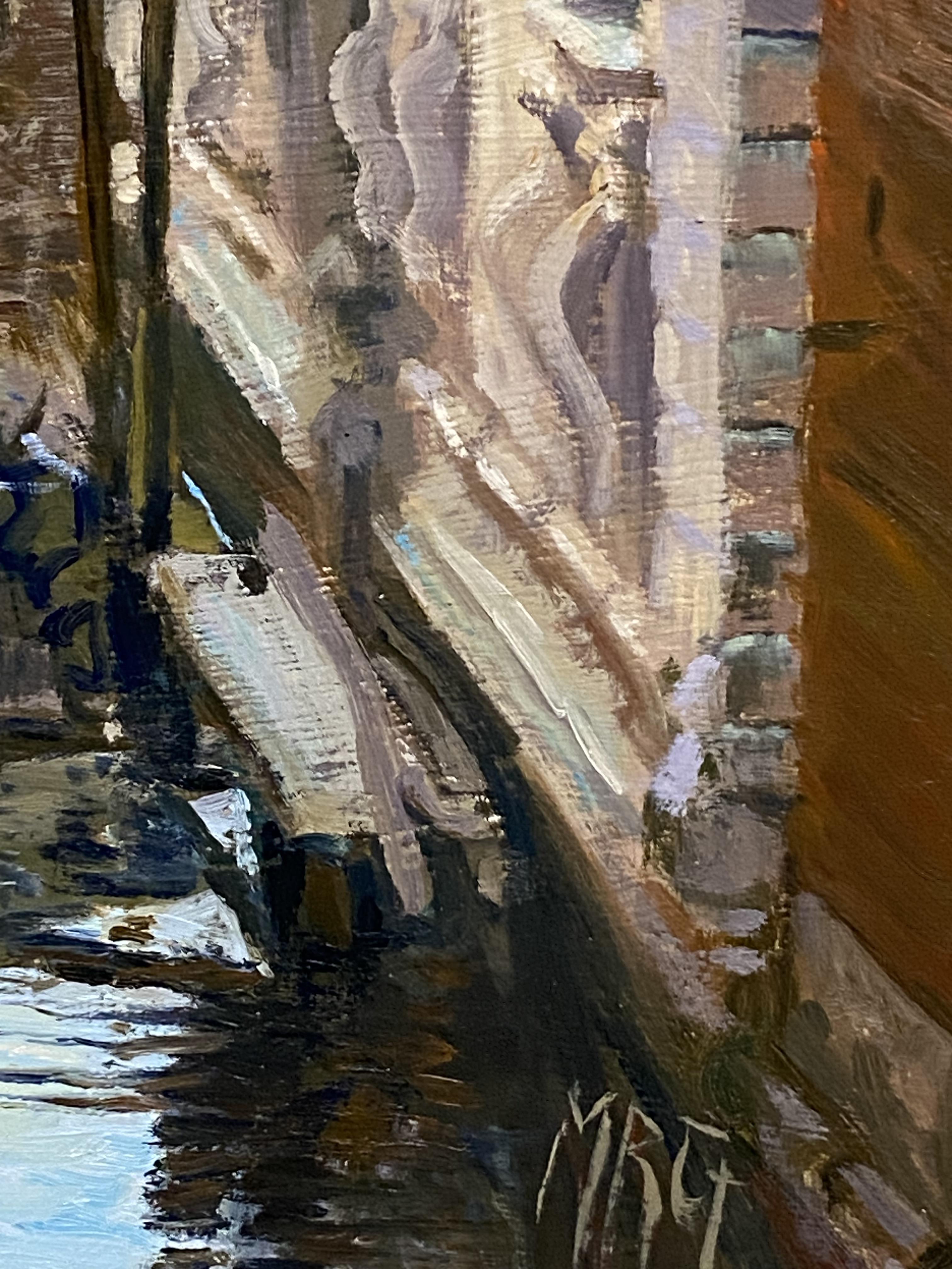 Margaret Glass, framed oil on board of a Venetian canal - Image 3 of 5