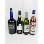 Bottle of vintage port with three other bottles