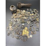 Collection of finds from the Thames Estuary, including coins, tags and buttons.