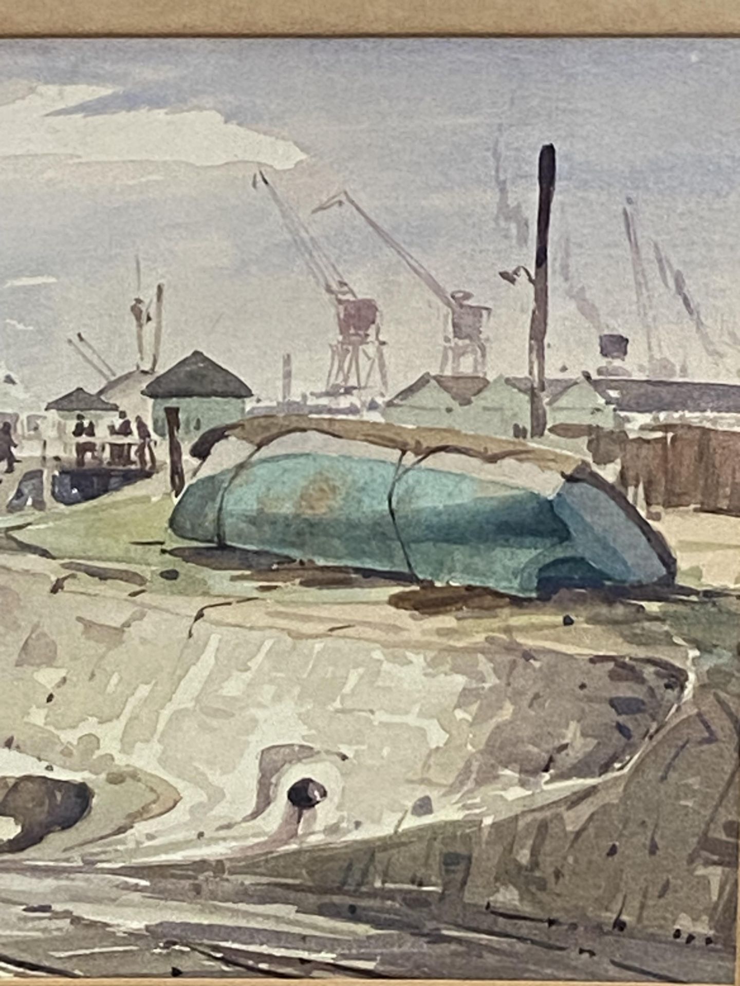 Nils Andersen (South African 1874-1945), framed and glazed watercolour of docks - Image 2 of 5